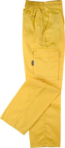 Calças elásticas na cintura, com vários bolsos: dois bolsos laterais nas pernas Amarelo