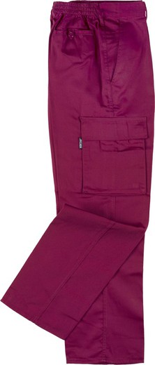 Elastic waist trousers, multi-pockets: two side bags in Garnet legs