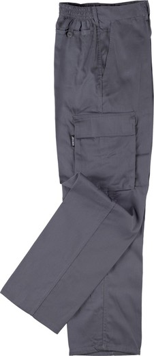 Pantalon taille élastique, multi-poches: deux poches latérales sur les jambes Gris