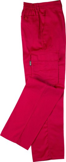 Elastic waist trousers, multi-pockets: two side pockets on legs Red