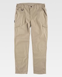 Pantalón en tejido elástico Ripstop con refuerzos Beige