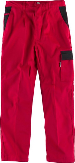 Pantalón con elástico en cintura y bolsillos Rojo / Negro