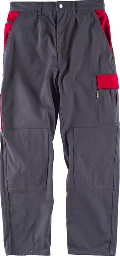 Pantaloni linea 2, con elastico in vita, tasche combinate Ginocchiere Grigio Rosso