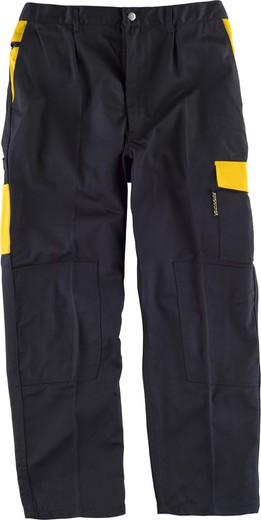 Line 2 trousers, with elastic waist, combined pockets Knee Pads Black Yellow