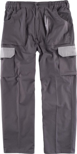 Combined line 3 trousers, elastic at the waist, multi-pocket and with reinforcement on the bottom Gray Gray