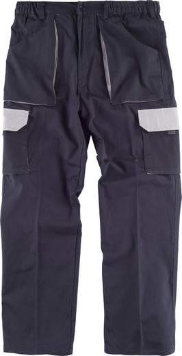 Combined line 3 trousers, elastic at the waist, multi-pockets and with reinforcement in collar Navy Gray