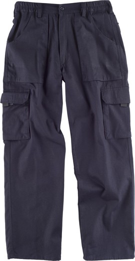 Line 4 trousers with elastic waist, multi-pocket and with reinforcement on the bottom Marino
