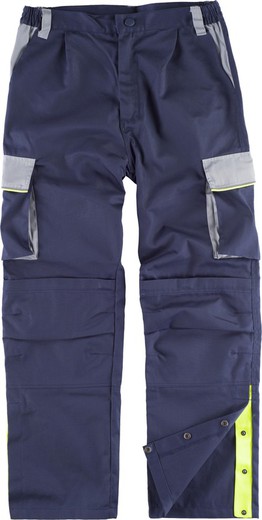Pantaloni a 5 righe, elastico in 3 colori, multitasche, ginocchiere, profili riflettenti Navy Light Grey
