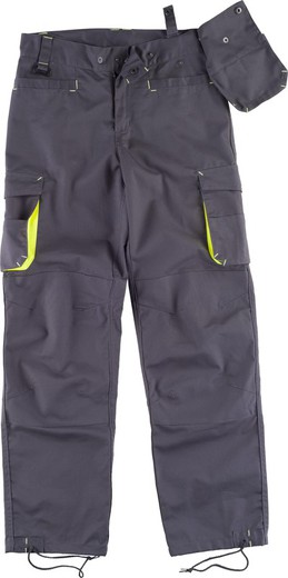 Pantalón multibolsillos con elástico en laterales Gris / Amarillo