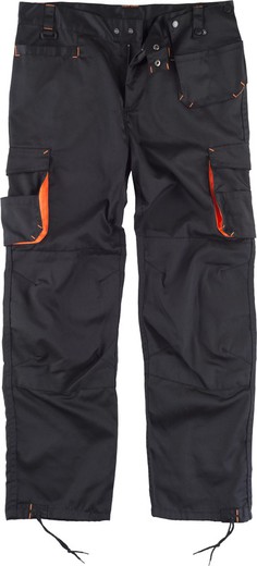 Line 6 multi-pocket trousers with elastic on the sides Black Orange AV