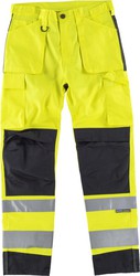 High visibility multi-pocket pants Reflective tapes different sizes EN ISO 20471: 2013 Yellow AV Black