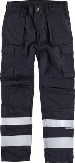 Pantalon multi-poches avec bandes réfléchissantes de différentes tailles Noir