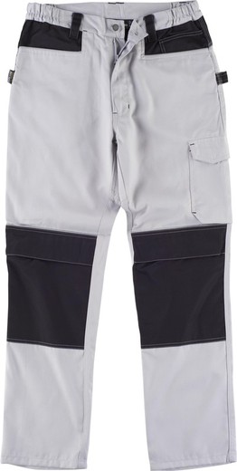 Pantaloni multitasche, con rinforzo sul fondo e ginocchiere a contrasto grigio chiaro nero