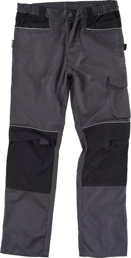 Pantaloni multitasche, con collo rinforzato e ginocchiere a contrasto Nero grigio scuro