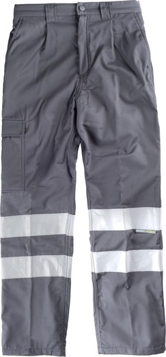 Multi-pocket trousers with fleece fabric inside, 2 gray reflective tapes
