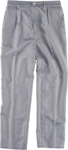 Houndstooth pants, elastic waist, fly and button White Black