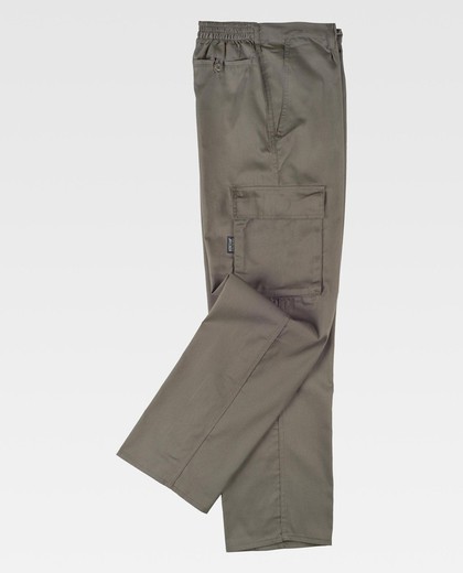 Pantalón recto con dos bolsos de abertura inclinada en los costados Verde Kaki