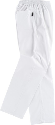 Pantalon hygiénique avec taille élastique, braguette zippée, sans poches, 100% coton Blanc