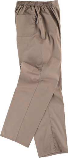Sanitary pants with elastic waist, zip fly, no pockets Beige