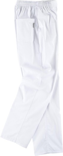 Sanitary pants with elastic waist, zip fly, no pockets White