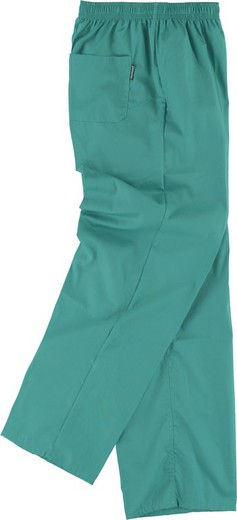 Sanitary pants with elastic waist, zip fly, no pockets Green