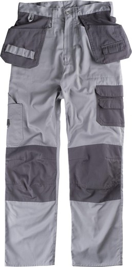 Pantalon sans élastique, genouillères et poches contrastées, sacs à outils Gris clair Gris foncé