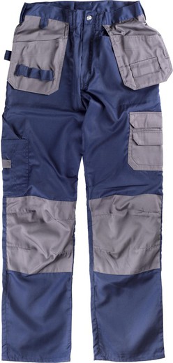 Pants without elastic, contrast knee pads and pockets, tool bags Navy Gray