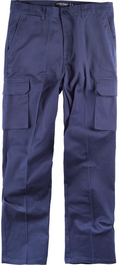 Chino pants, multi-pocket, Navy stretch fabric