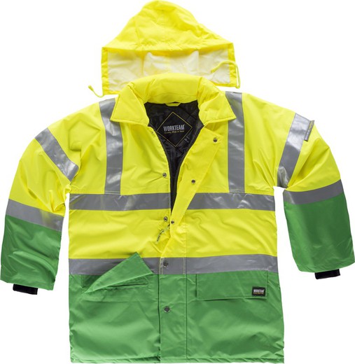 High visibility combination parka with reflective tapes EN471 Green Yellow AV