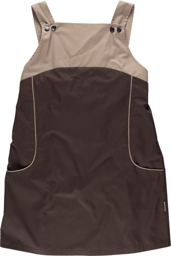 Two-tone pinafore with clasp closure Brown Beige