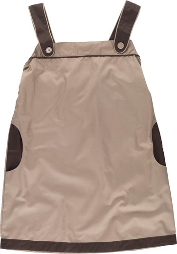 Two-tone pinafore with suspenders Beige Brown