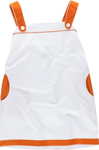 Two-tone pinafore with suspenders White Orange