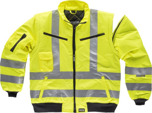 High visibility pilot with reflective tapes Detachable sleeves EN471 Yellow AV