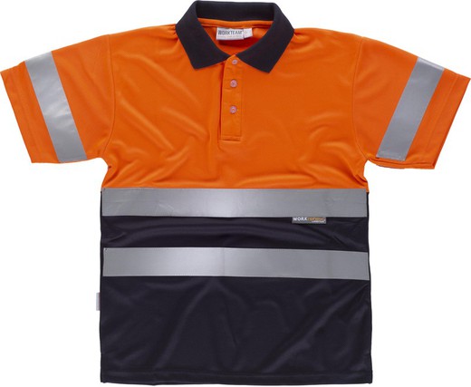 Combined high visibility short-sleeved polo shirt Reflective ribbons torso and sleeves EN ISO 20471: 2013 Orange AV Marino