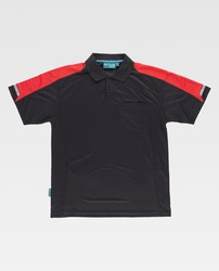 Polo combinado de manga corta Negro+Rojo