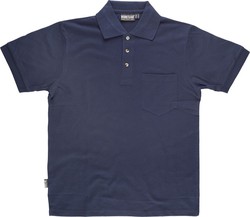 Kurzärmliges Poloshirt und Brusttasche aus 100% dunkelblauer Baumwolle