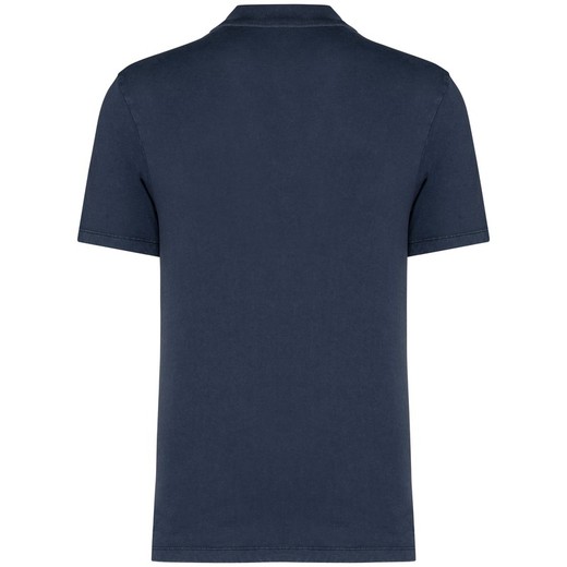 Eco-friendly men's washed effect jersey polo shirt