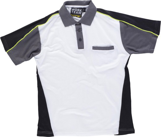 Polo line 5 combined in 3 colors with reflective piping White Black Dark Gray