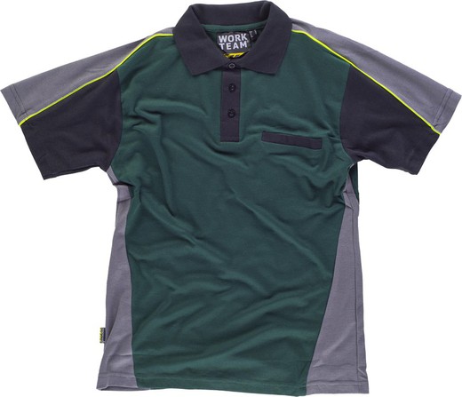 Polo line 5 combined in 3 colors with reflective piping Green Dark Gray Black