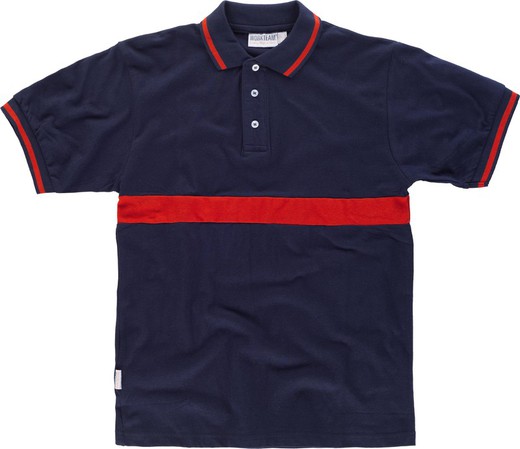 Short-sleeved polo shirt with a contrasting stripe Navy Red AV