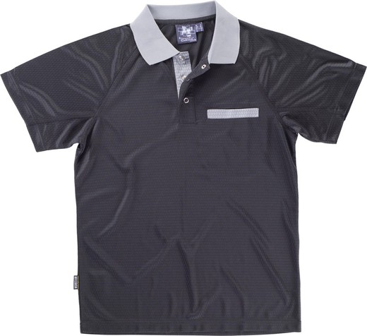 Polo manga corta elástico, combinado Negro Gris Claro