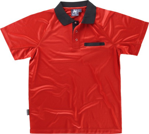 Short-sleeved elastic polo, combined Red Black
