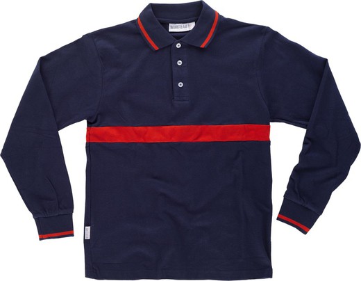Long-sleeved polo shirt with a contrasting stripe Navy Red AV