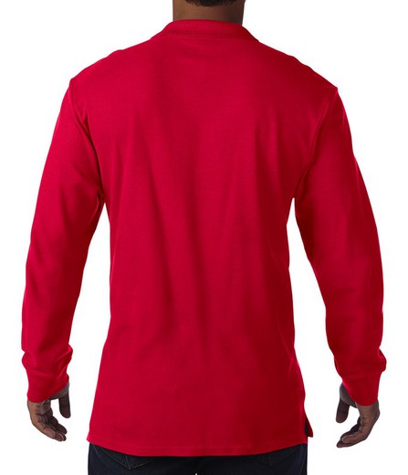 Men's double pique polo long sleeve