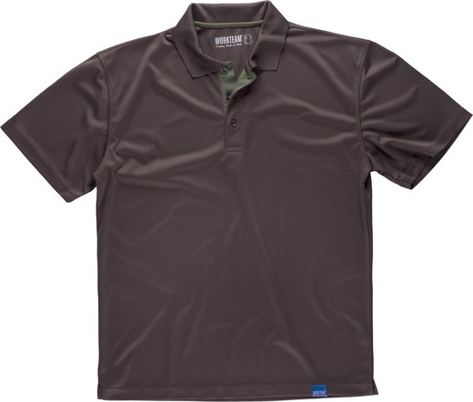 Technical short-sleeved polo shirt, combined with fluorine colors Brown