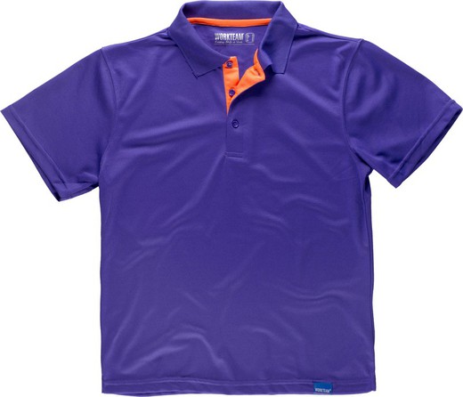 Technisches kurzärmeliges Poloshirt, kombiniert mit den Fluorfarben Lila