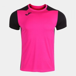 T-Shirt Manche Courte Record Ii Rose Fluo Noir