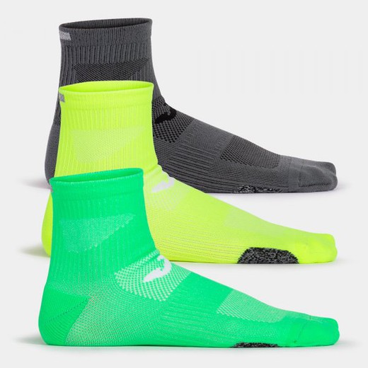 Running Night Socks Fluor Green Grey Fluor Yellow