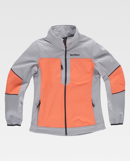 Softshell 96% Poliester Gris Claro+Coral