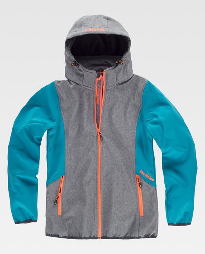 Softshell 96% Gris Jaspeado / Turquesa